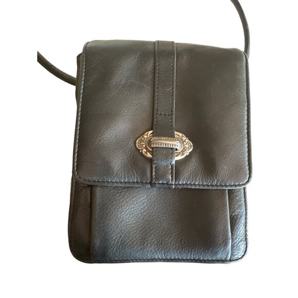 Vintage Fossil Black Leather Crossbody Bag Metal Clasp Multiple Compartments - Picture 2 of 7